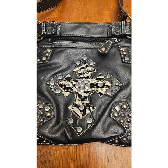 Cross Black Studded Messenger Purse zebra print - Picture 2 of 4